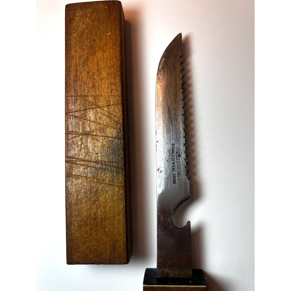 Vintage Scotchline Floating Fish Knife Stainless Steel Wooden Handle 10